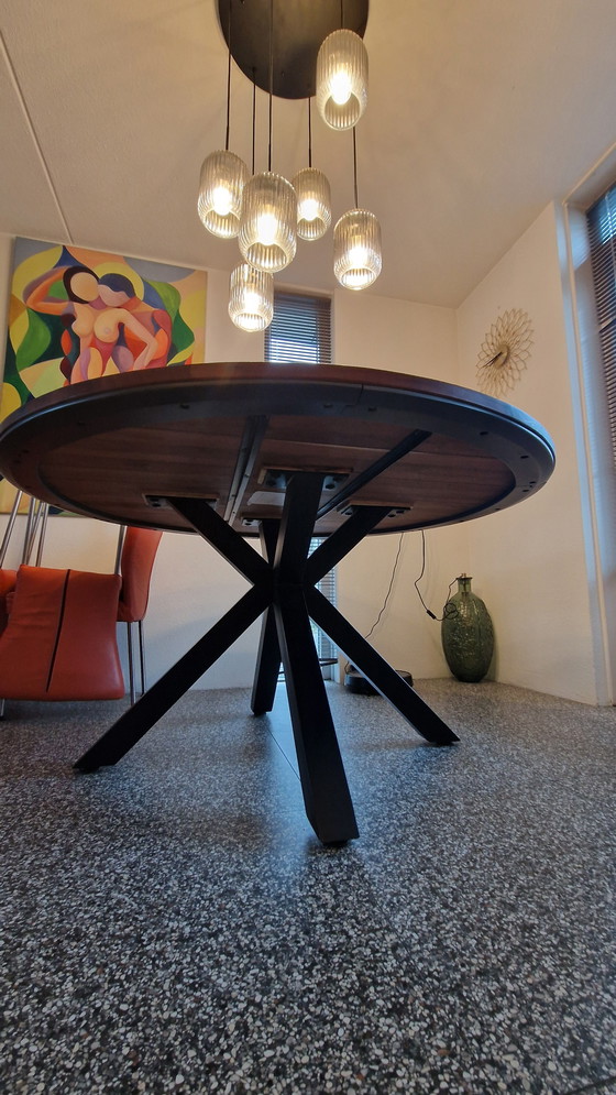 Image 1 of Dining Table with 6 Leather Chairs