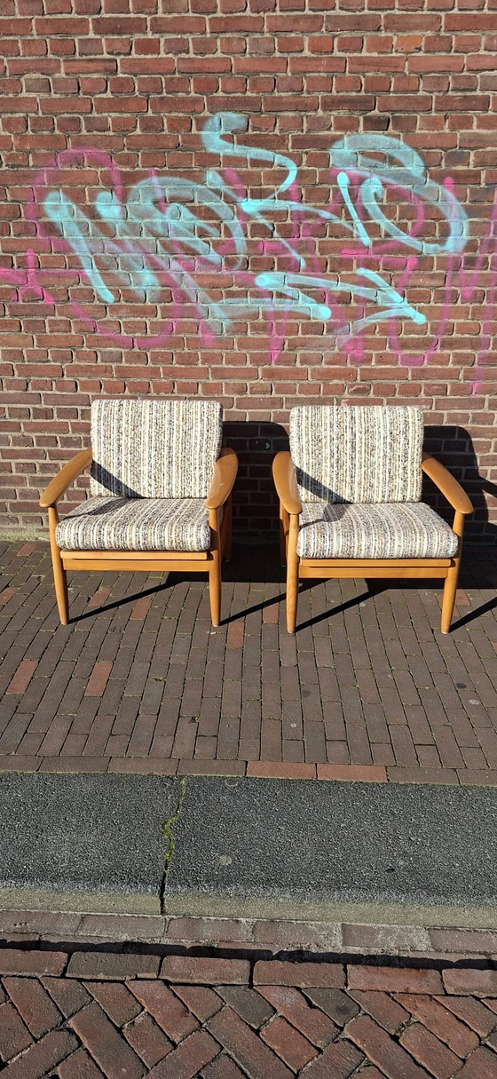 Image 1 of 2 dänische Sessel aus den 1970er Jahren mit Originalpolsterung