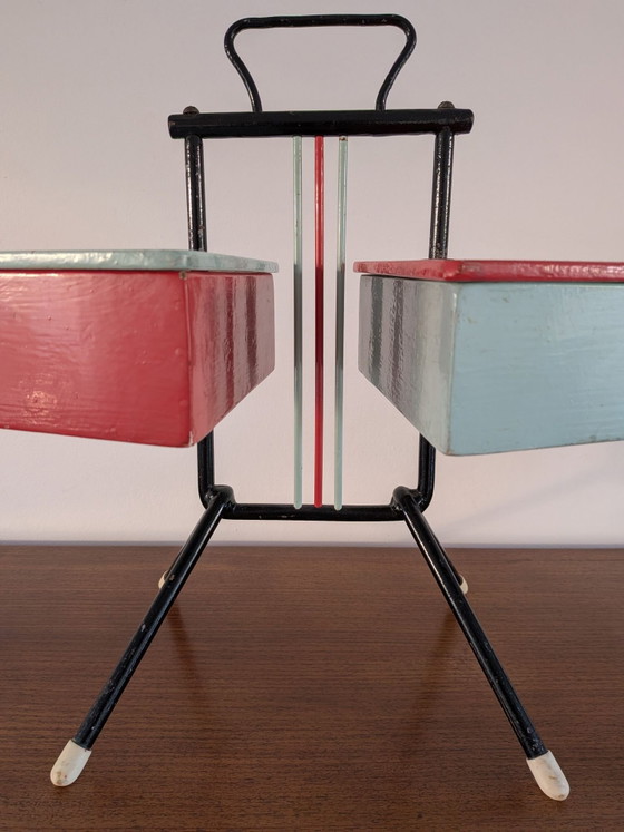 Scatola da cucito Mid-Century di Joos Teder per Metalux, Oggetti decorativi, Metallo, Legno, Multicolore (foto 6 di 9)