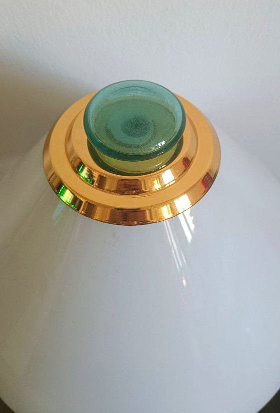 Image 1 of Murano Large Table Lamp Sylcom H 44 cm / 2 Lights Emerald Color New