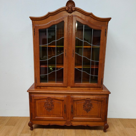 Image 1 of Mobiletto vintage in stile country Queen Anne, vetrina, credenza, mobile per porcellane