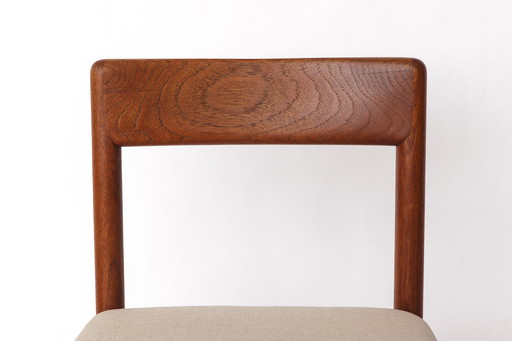  1 of 4 Mid-Century Oak Dining Chair – 1960s Vintage, Light Grey Upholstery