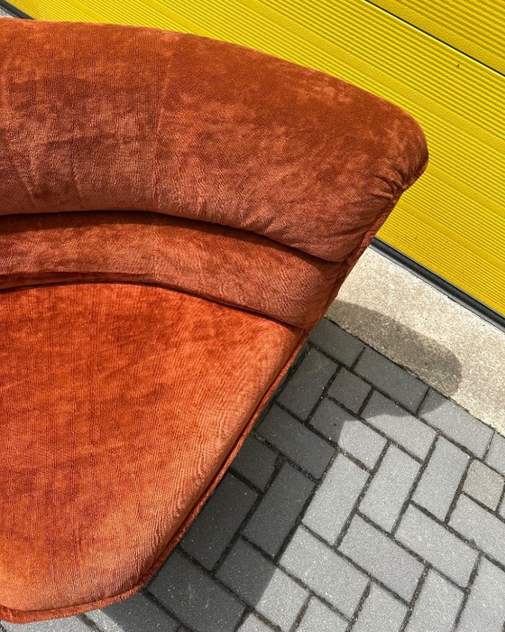 Fauteuil d'angle vintage en velours rouge-brun, Années 70 (photo 12 sur 20)