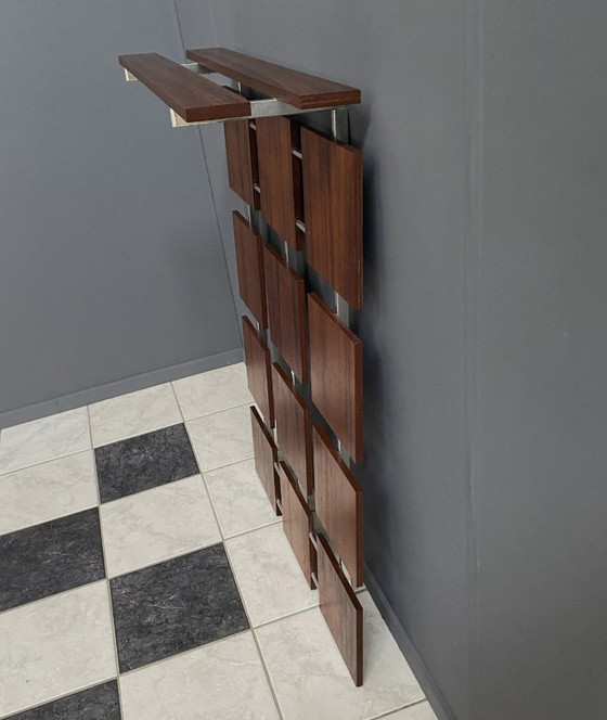 Image 1 of Appendiabiti da parete in legno impiallacciato palissandro e cromo, anni '60