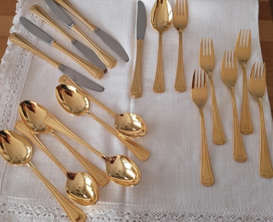 Image 1 of Posate Imperiali Olympia 37 pezzi placcati oro duro con oro 24 carati