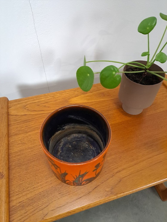 Image 1 of Pot de fleurs en céramique orange, Allemagne de l'Ouest, n° 1