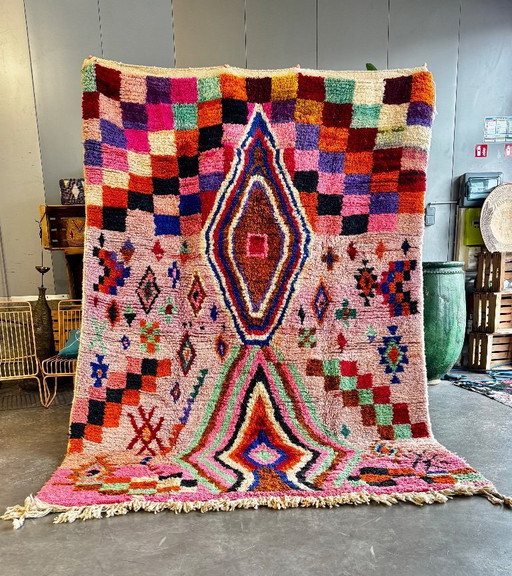 Modern Moroccan Rug Handmade Wool – Colorful Berber Area Rug 200x300 cm, Contemporary Boho Living Room Decor