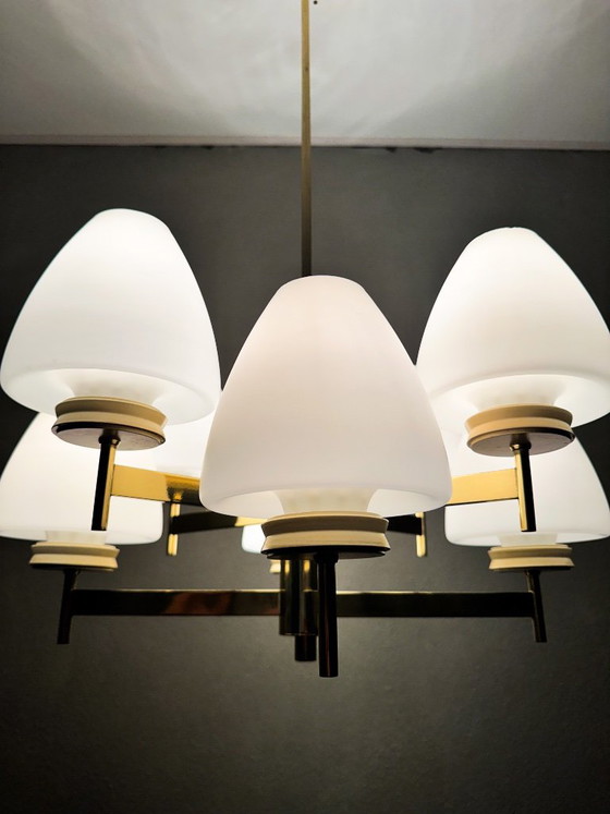 Vintage Kaiser Leuchten Pendant lamp – Glass, Brass (photo 7 of 15)