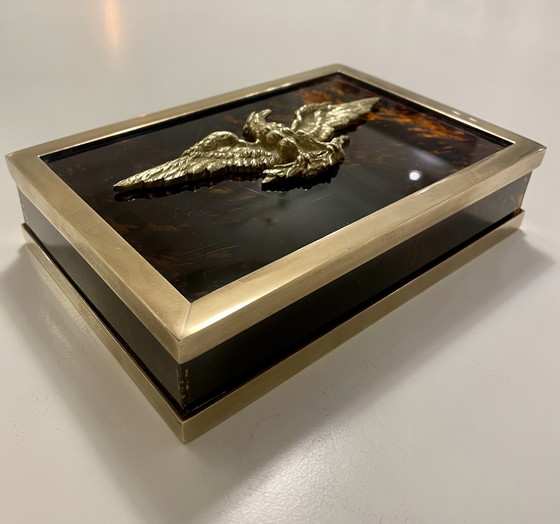 Image 1 of Lucite Schildpatt Messing Box Dior Frankreich 70er Jahre 