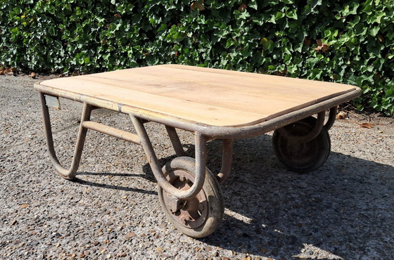 Image 1 of Buiscar stone cart lounge table with oak table top