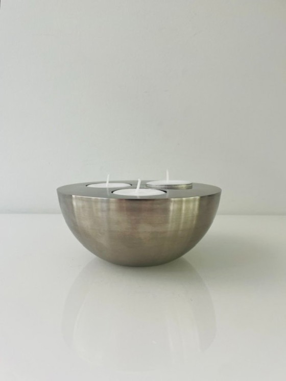 Image 1 of Minimalistische RVS kaarsenhouder 3 waxinelichtjes