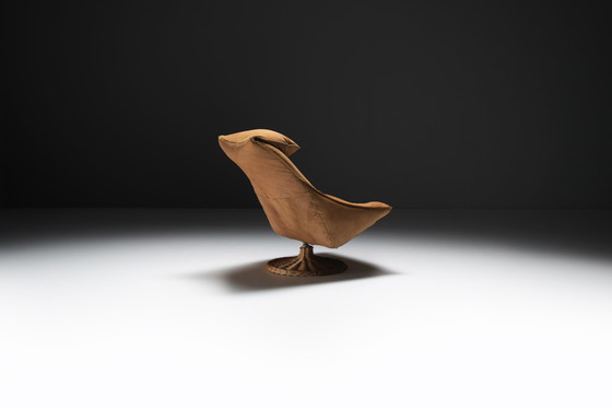 Image 1 of Chaise longue pivotante Delantra en cuir cognac par Gerard van den Berg pour Montis