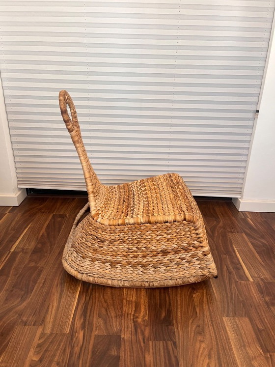 Image 1 of Sedia a dondolo vintage IKEA Gullholmen in fibra naturale + accessori inclusi