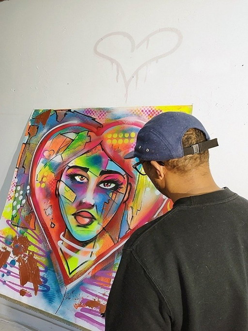 Toile d'artiste - YOUTHONE - Heart Face