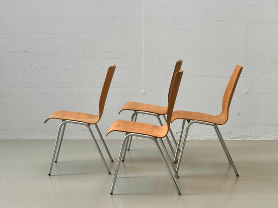 Image 1 of Set van 4 stapelbare stoelen van IGH Herisau, Zwitserland, jaren 70.
