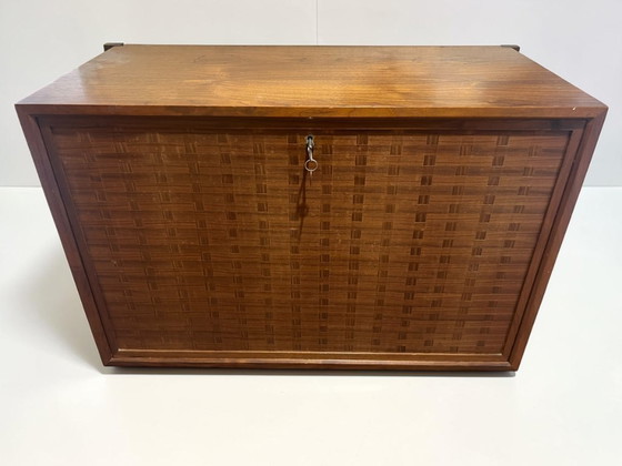 Image 1 of Danish Modern Garderoben-Kombination mit Cadovius Schuhschrank, geometrischer Wandgarderobe & massivem Teakspiegel