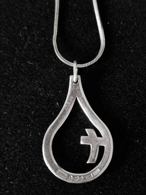 Image 1 of Sporrong Sweden - Silver drop pendant with matching necklace