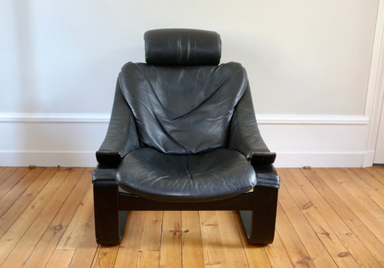 Image 1 of Fauteuil et ottoman Roche Bobois vintage lounge Kroken, Ake Frybiter