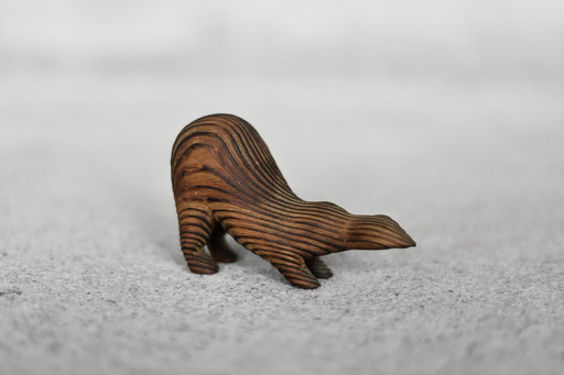 Sculpture en bois sombre Badger, Vintage Mid Century Danish Modern, 1960s