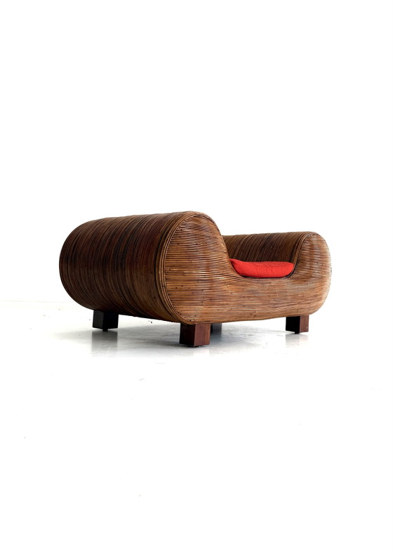 Vintage Pencil Wicker Sculptural Armchair, Italy ‘80 – Wood (photo 13 of 14)