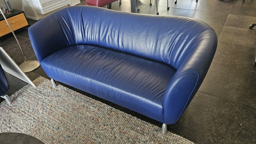 2 kobaltblaue Leolux Flint Sofas