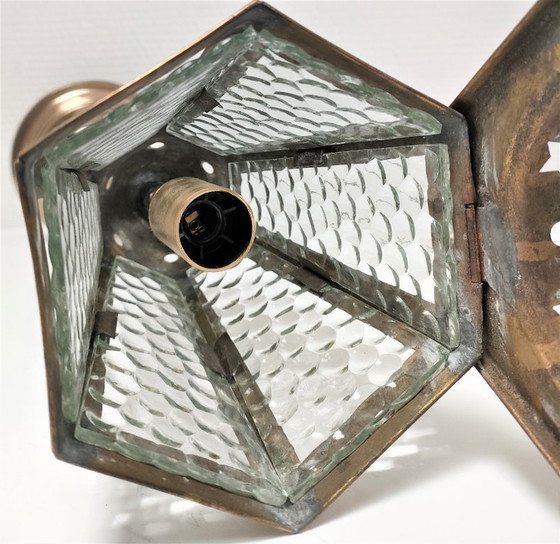 Image 1 of messing lantaarnlamp vintage glas