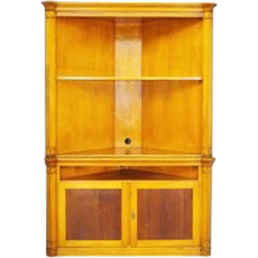 Vintage beechwood corner cabinet, Italy 1980