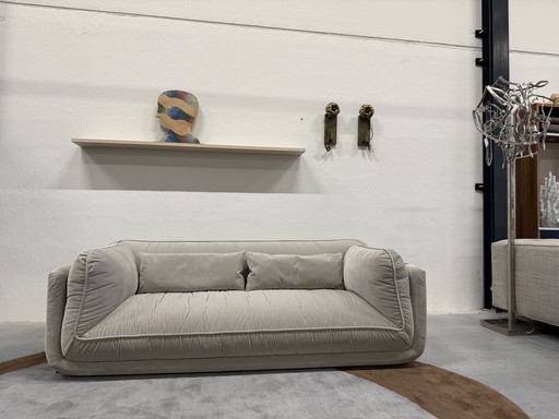 Leolux Lunetta 3-Seater Sofa Fez Stripe Grey Fabric 224