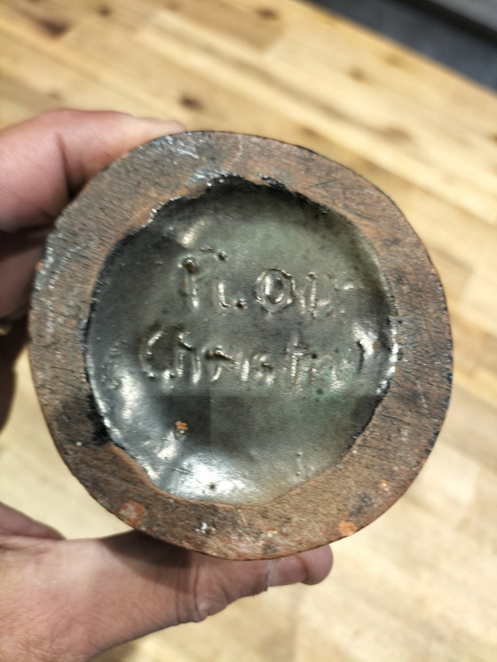 Image 1 of Grote gesigneerde vintage keramische kan