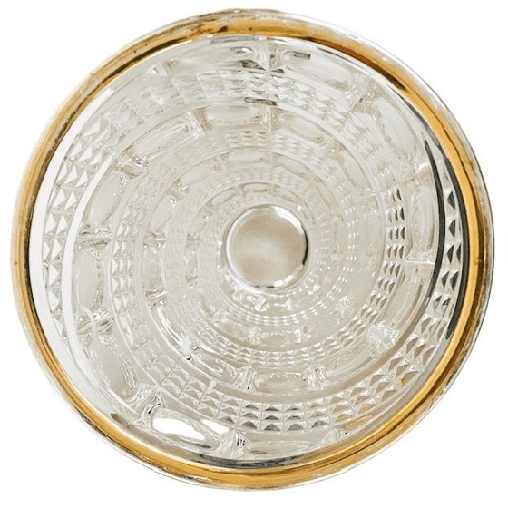 Image 1 of Vaso vintage in cristallo Hollywood Regency con bordo placcato oro, anni '70