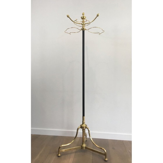 Image 1 of Vintage brass and black lacquered metal coat and hat rack, 1900