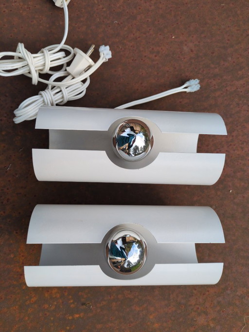 2 appliques murales rétro vintage blanches années 70