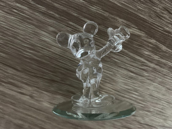 Image 1 of Mickey Mouse crystal figurine on a silver mirrored base