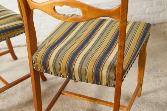 Image 1 of 4x oak and wool dining room chairs by Henning Kjaernulf, 1960's