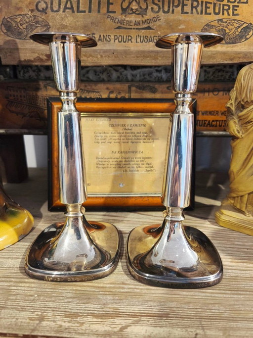 Silver Candlesticks, Pair