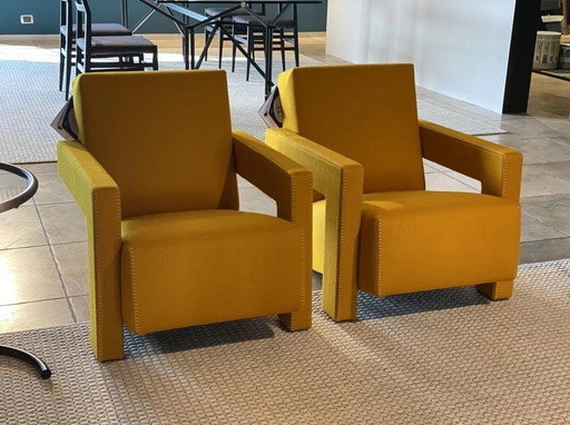 Cassina Armchair 637 Utrecht (New-Never Used) In Mustard Yellow Wool.