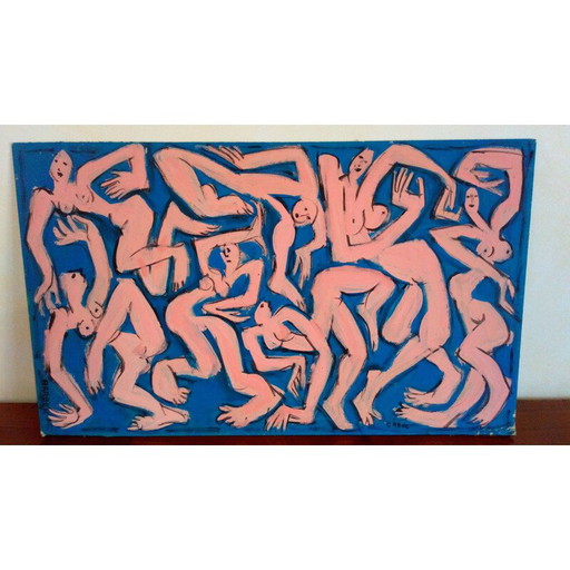 Vintage-Gemälde "Nackte Frauen" von Carol Barber, 1970