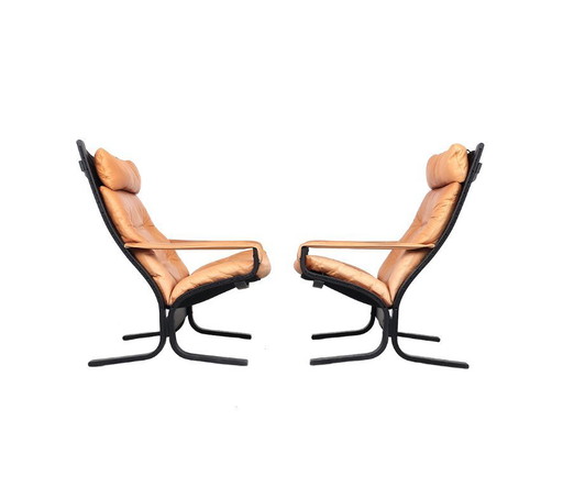 Ingmar Relling leren Siesta fauteuils, 1970s