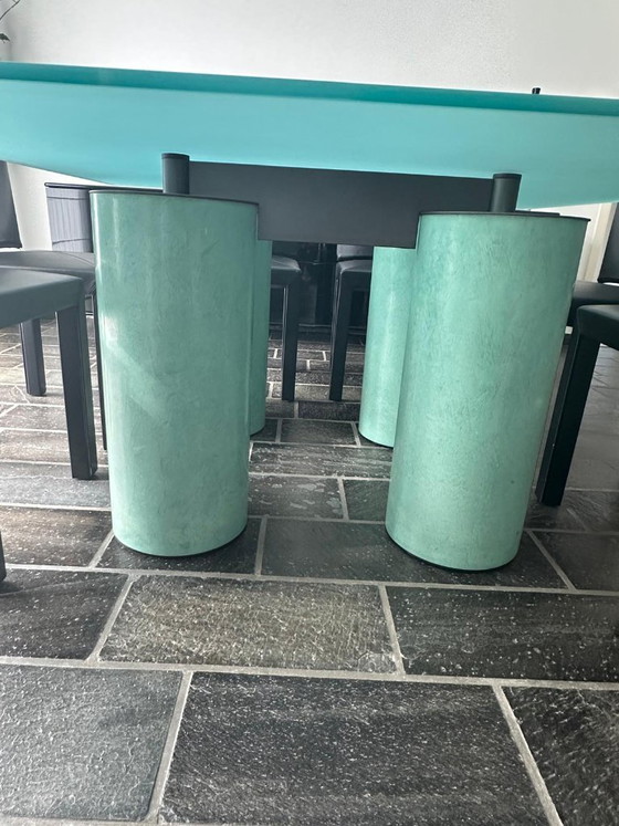 Tafel Serenissimo + 6 B&B Arcara Stoelen – Acerbis, Eettafels, Glass, Metal (photo 2 of 6)