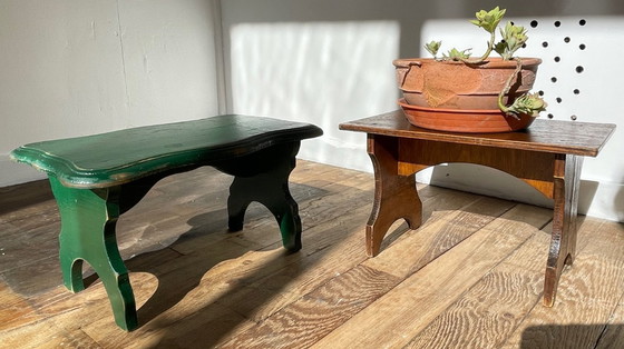 Image 1 of 2 mini Vintage WOODEN TABOURETS