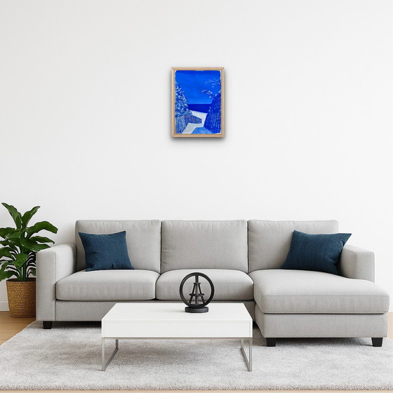 Image 1 of Ultramarine blue gouache on 250g natural paper.
Size 40x30cm.