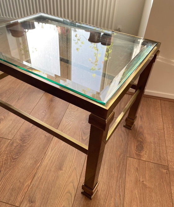 Image 1 of Tables d'appoint vintage Hollywood Regency en laiton et verre – lot de 2 – années 1970/80