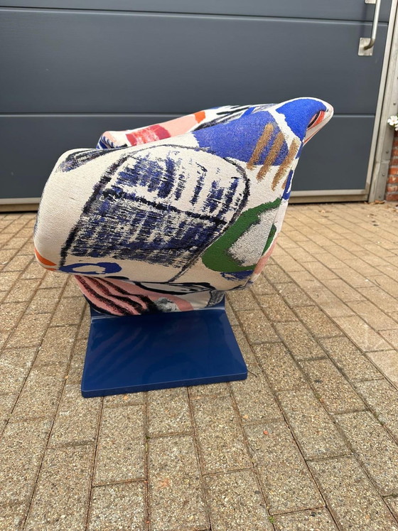 Image 1 of Artifort Ribbon chair by Pierre Paulin in fabric by Pierre Frey: La Toile du Peintre. In mint condition!! Condition: 10/10!