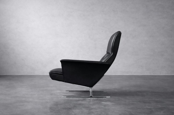 Image 1 of Vintage Mid-Century Modern Danish Black Leather Lounge Chair by Georg Thams for A/S Vejen Polstermöbelfabrik, 1960s