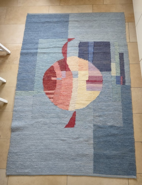Image 1 of Handgewebter Wollteppich Bauhaus modern abstrakt