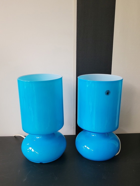 Image 1 of 2 lampes bleues Ikea Lykta vintage.