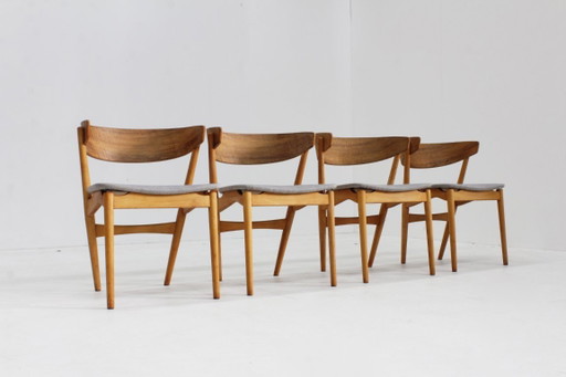 Vintage Deense eetkamerstoelen model 7 Helge Sibast set van 4