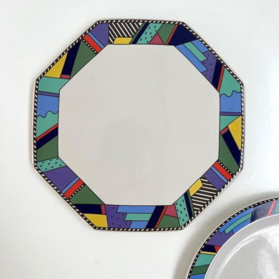 Image 1 of Set aus 8 Tellern Metropol von Barbara Brenner für Rosenthal, 1990er Jahre