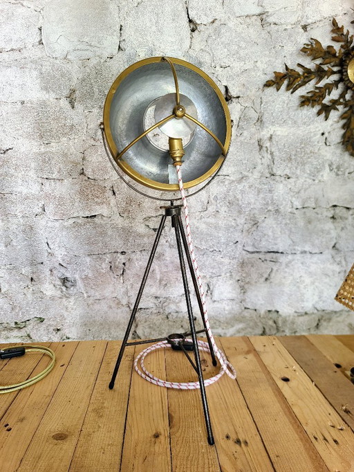 Lampe tripode laiton/aluminium esprit nautique