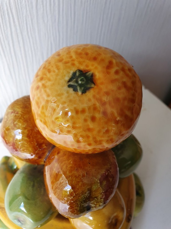 Image 1 of Torre di frutta in ceramica, ceramica portoghese, decorazione vintage